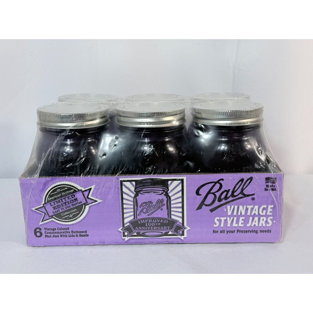 VTG Style Ball Perfect Mason Collector Edition Purple Jar SEALED Set of 6 PINT